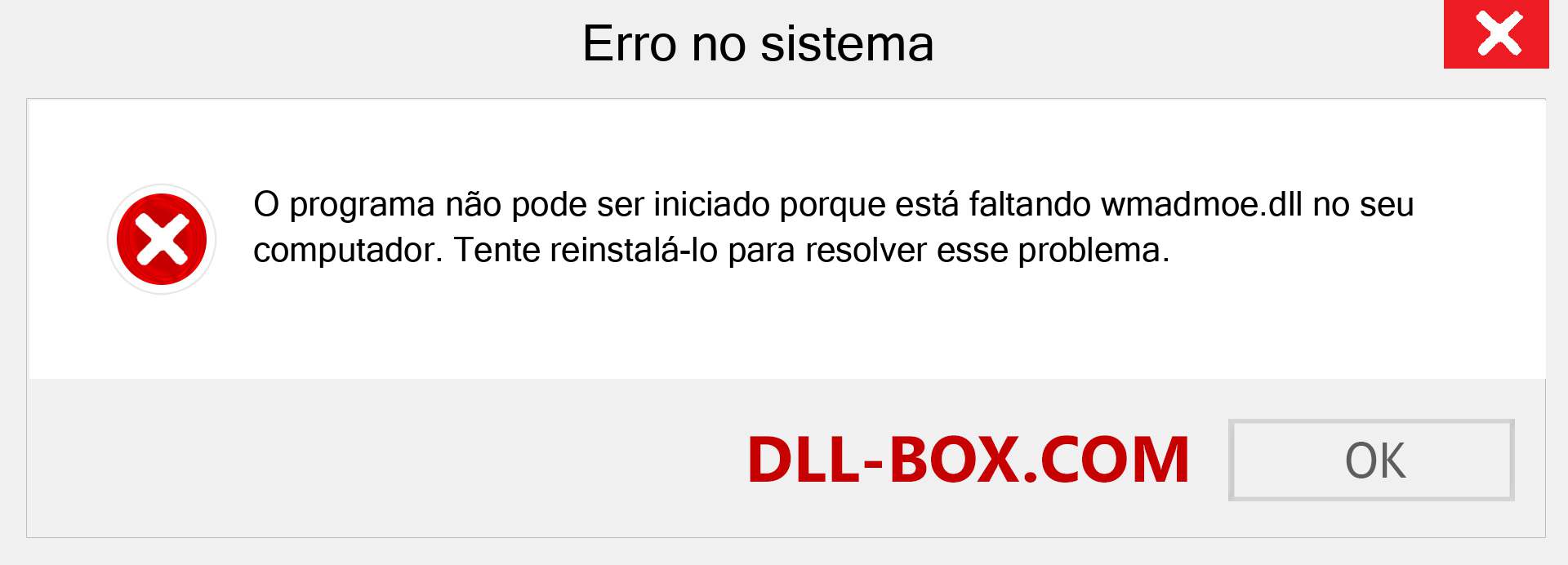 Arquivo wmadmoe.dll ausente ?. Download para Windows 7, 8, 10 - Correção de erro ausente wmadmoe dll no Windows, fotos, imagens